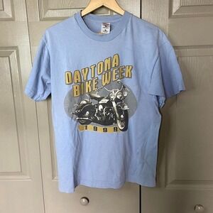 bike week 1999 shirt eagle vintage biker motorcycle‎ daytona  baby blue size L